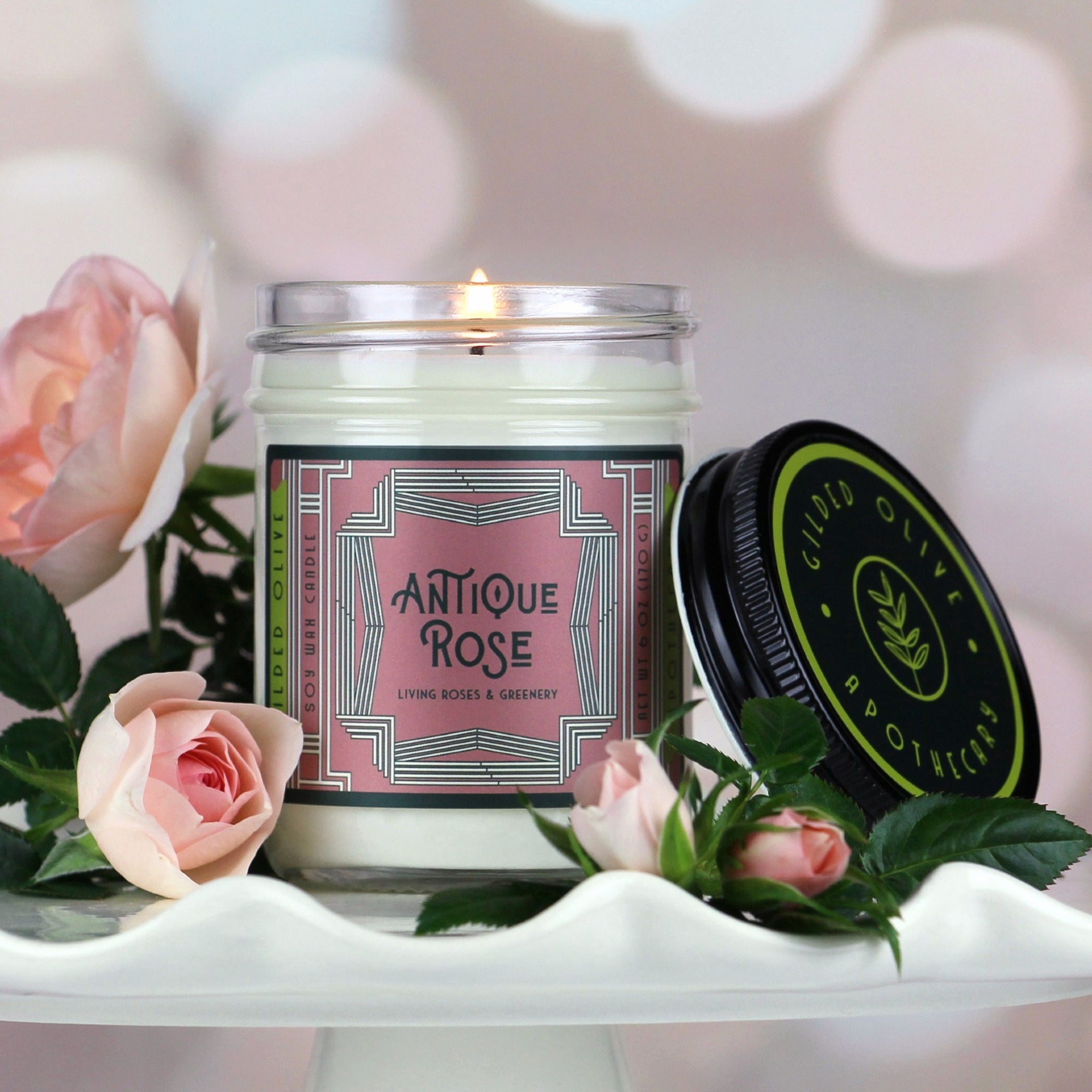 Rose Scented Soy Wax Candle | Gilded Olive Apothecary