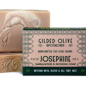 Josephine, Sandalwood & Patchouli Handmade Soap, packaged