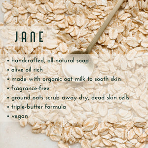 Jane Fragrance Free Oatmeal Soap Description Graphic