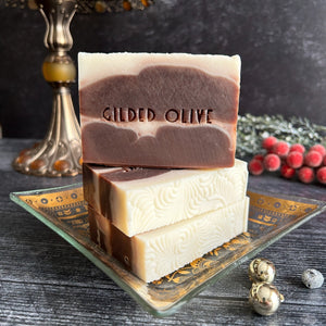 Gingerbread Soap on a vintage soap dish