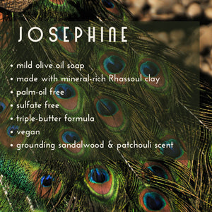 Josephine Sandalwood & Patchouli Handmade Soap description graphic