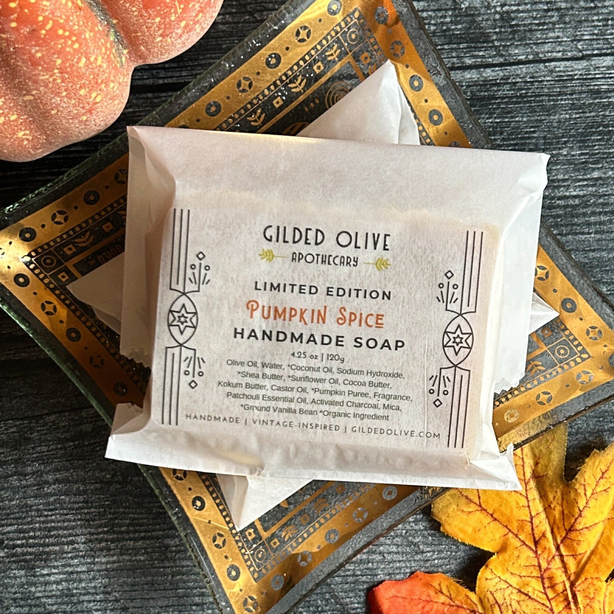 Pumpkin Spice Soap in paper packaging