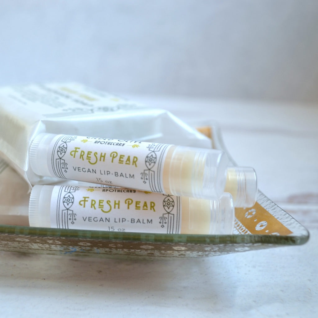 Vegan Fresh Pear Lip Balm | Gilded Olive Apothecary